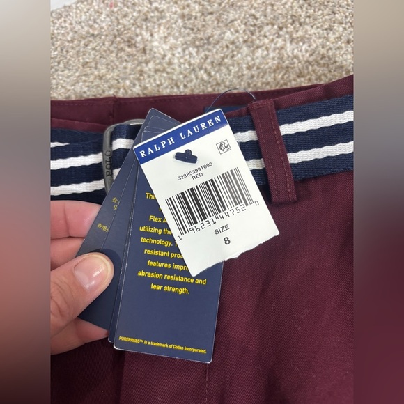 NEW! Polo Ralph Lauren Stretch Straight Fit Chino Pants boy’s Red Maroon Size 8 - Picture 6 of 10
